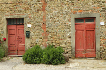 rustic old doors on tuscan farm