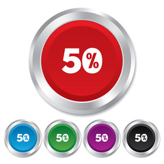 50 percent discount sign icon. Sale symbol.