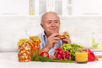 senior man eating healthy diet