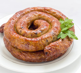 Home made meat  sausage .
