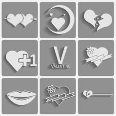 Set valentine's day icons, love romantic signs