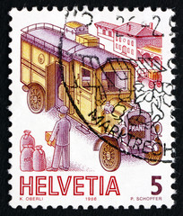 Postage stamp Switzerland 1986 Franz Mail Van, 1911