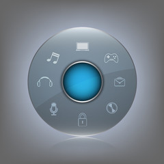 transparent glass button with icon