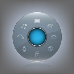 Fototapeta premium transparent glass button with icon