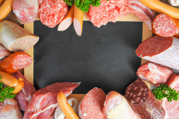 Hintergrund Tafel und Metzgerware