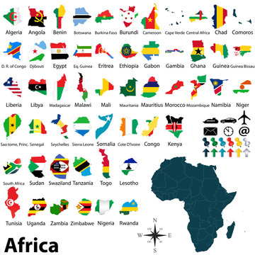 Maps with flags of Africa