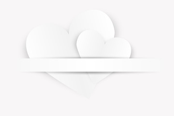Two white paper hearts