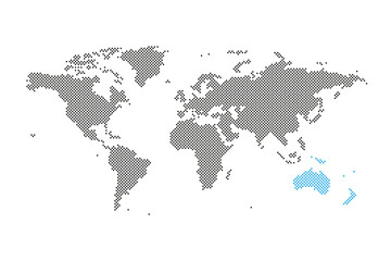 Fototapeta na wymiar Ozeanien in Welt-Karte