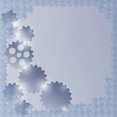 blue background with puzzle and cog wheels