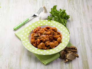pasta with tomatoes and dried cep mushroom