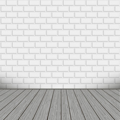 Bricks wall with wooden floor