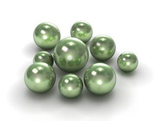 Green pearls with clipping path