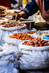 Dried fruits in local Leh market, India.