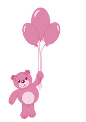 Obraz na płótnie Canvas Illustration of cute Teddy Bear with balloons.
