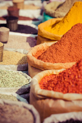 Indian colored spices at local market.