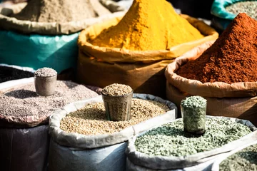 Foto op Plexiglas Indian colored spices at local market. © Curioso.Photography