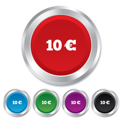 10 Euro sign icon. EUR currency symbol.