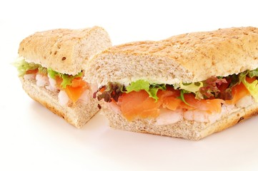 smoked salmon and prawn sub sandwich