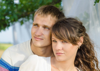 Fototapeta premium Close up photo of a loving young couple