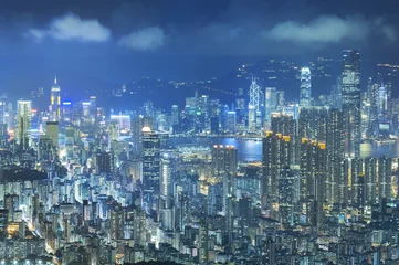 Tuinposter Aerial view of Hong Kong city © leeyiutung