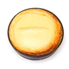 New York Cheesecake isolated on a white studio background.