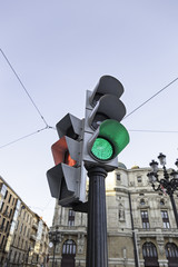 Traffic light in the city