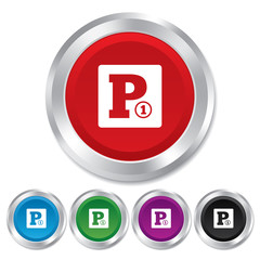 Paid parking sign icon. Car parking symbol.