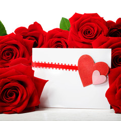 Hearts greeting card with beautiful red roses