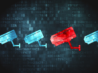 Privacy concept: Cctv Camera on digital background © Maksim Kabakou