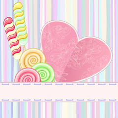 Retro card with lollipops