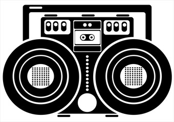 cassette recorder on white background