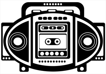 cassette recorder on white background