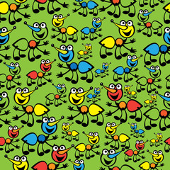 cute colorful ants seamless pattern