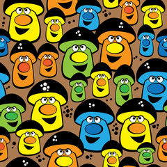 multicolored cute mushrooms seamless pattern