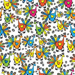multicolor peacocks seamless pattern