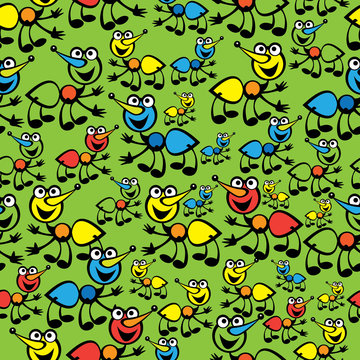 cute colorful ants seamless pattern