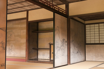 Japanese interior house walls decorated by Tanyu Kano