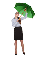 Woman opens an umbrella over his head