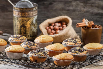 Vanilla muffins on cooling rack