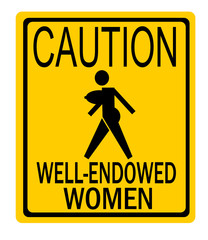 funny street sign well endowed women warning