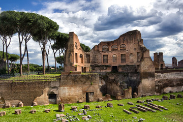 Ancient roman buildings in Rome Italy