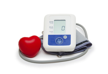Digital blood pressure meter  on white background