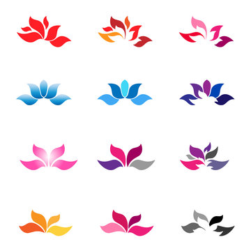 Lotus zen flower icons logo collection