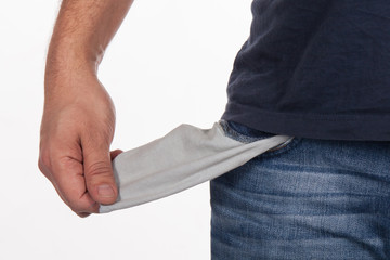 Man with empty pocket