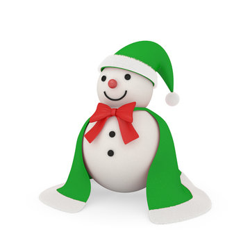 Cute snowman in santa claus style
