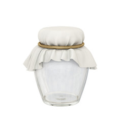 Glass jar and  oval cloth shape tied with a golden rope