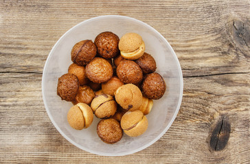 Preparing cake pops: sweet balls after baking, before decorating