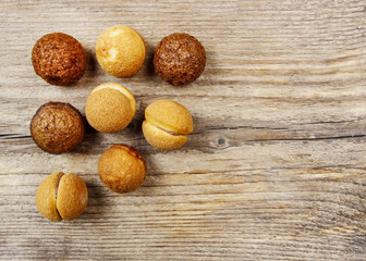 Preparing cake pops: sweet balls after baking, before decorating