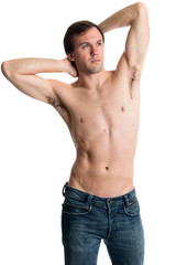 Fototapeta premium Shirtless Man in Jeans