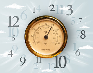 Naklejka premium Vintage clock with numbers on the side